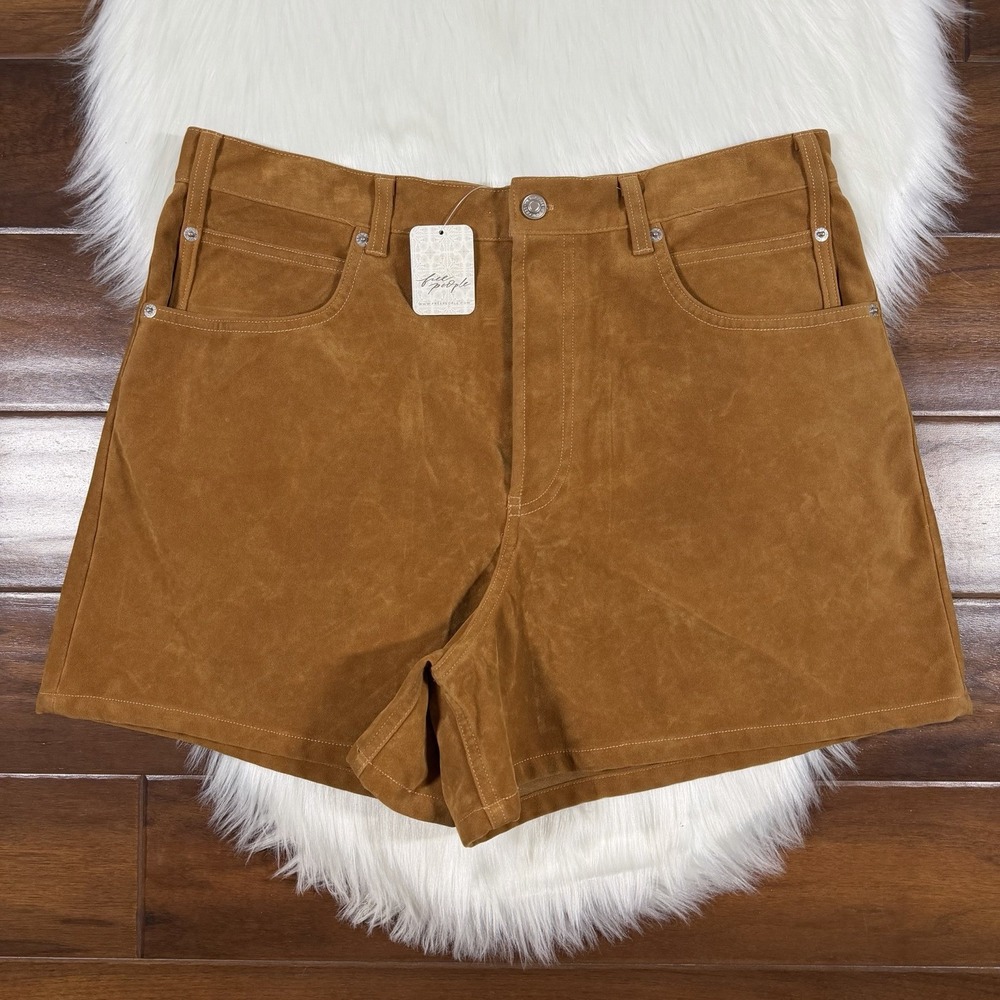 We the Free People Women's Size 33 Tippi Vegan Faux Suede Shorts in Dark Honey